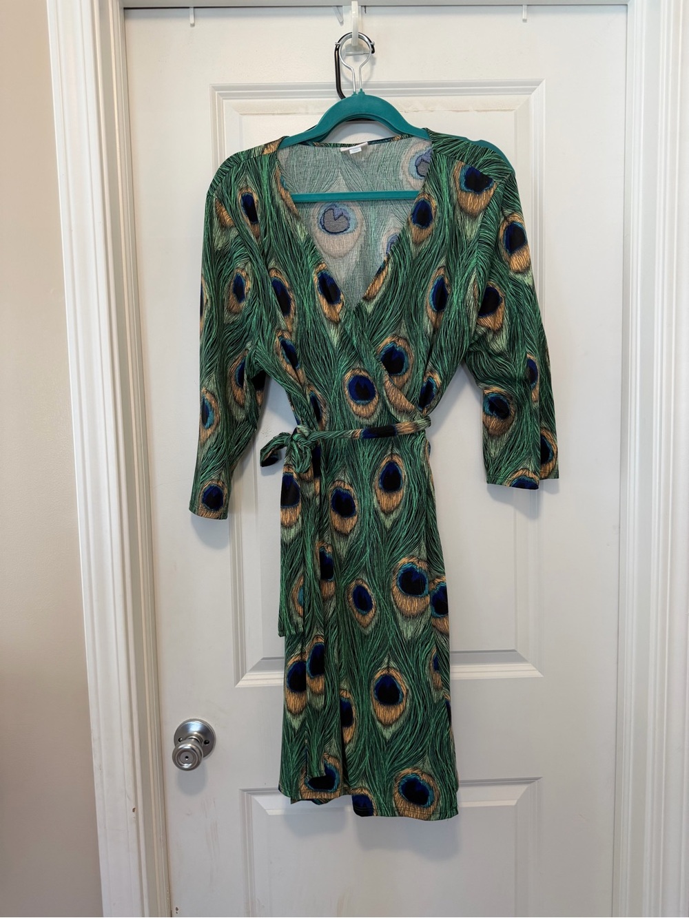 LuLaRoe Green Peacock Feather Wrap Dress